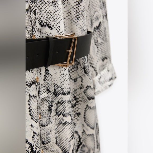 Zara Snakeskin Print Satin Effect Dress Size Small - Picture 9 of 9
